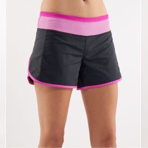 Lululemon Purple Black Turbo Run Shorts, size 4